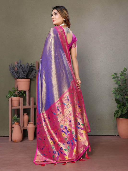 Siitara - Antique Lavender Rosé mrudangi silk saree - Siitara