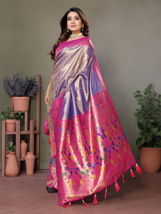 Siitara - Antique Lavender Rosé mrudangi silk saree - Siitara