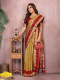 Siitara - Golden Maroon Majesty Banarasi silk saree - Siitara