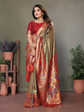 Siitara - Golden Peacock Elegance mrudangi silk saree - Siitara