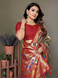 Siitara - Golden Peacock Elegance mrudangi silk saree - Siitara