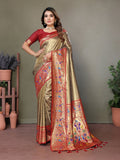 Siitara - Golden Peacock Elegance mrudangi silk saree - Siitara