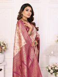 Siitara - Golden Rose Banarasi Silk Saree - Siitara