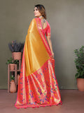 Siitara - Golden Rosé Paithani mrudangi Silk Saree - Siitara