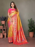 Siitara - Golden Rosé Paithani mrudangi Silk Saree - Siitara