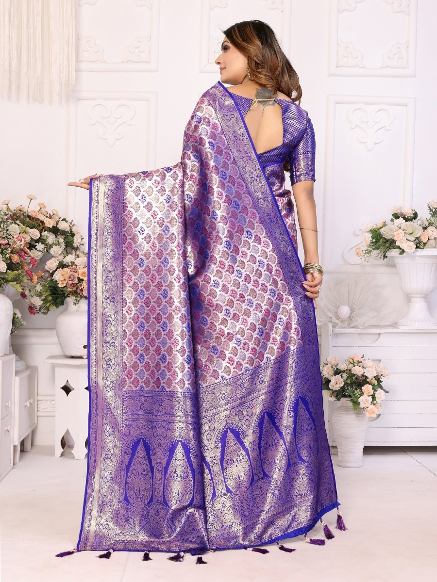 Siitara - Majestic Blue Chaturi Banarasi Silk Saree - Siitara