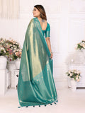 Siitara - “Majestic Eshwari Sea Green Zari Elegance Pure Silk Saree” - Siitara