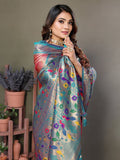 Siitara - peachy pink mrudangi Paithani Glow tissue silk saree - Siitara