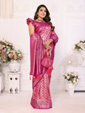 Siitara - Pink Pastel Radiant Chaturi Banarasi Silk Saree - Siitara