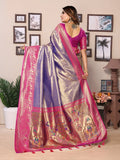 Siitara - Rani Glow with Royal Purple Charm vantara Banarasi Tissue Silk Saree - Siitara