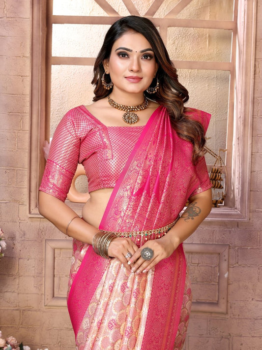 Siitara - Rani Gulab Chaturi Banaras Silk saree - Siitara