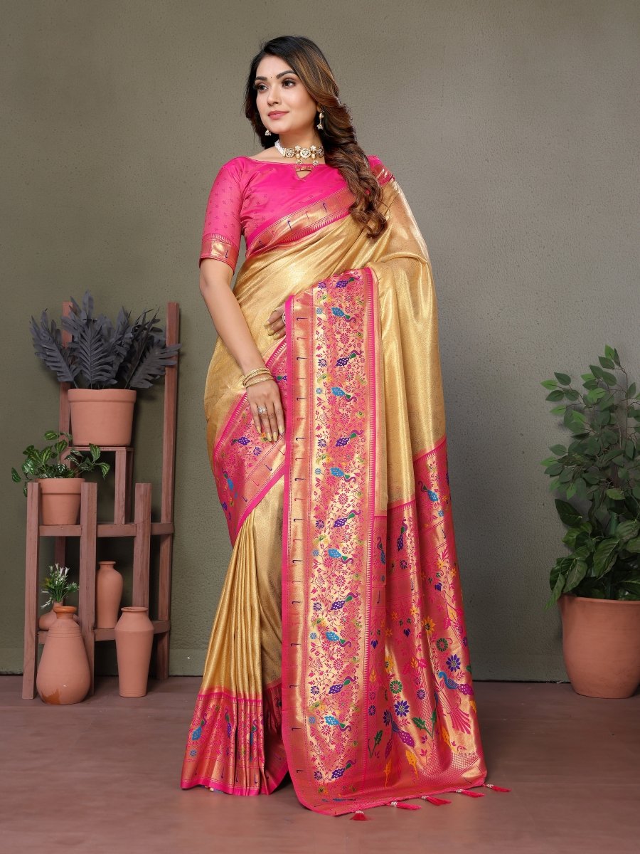 Siitara - Rani Pink Heritage Glow mrudangi silk saree - Siitara