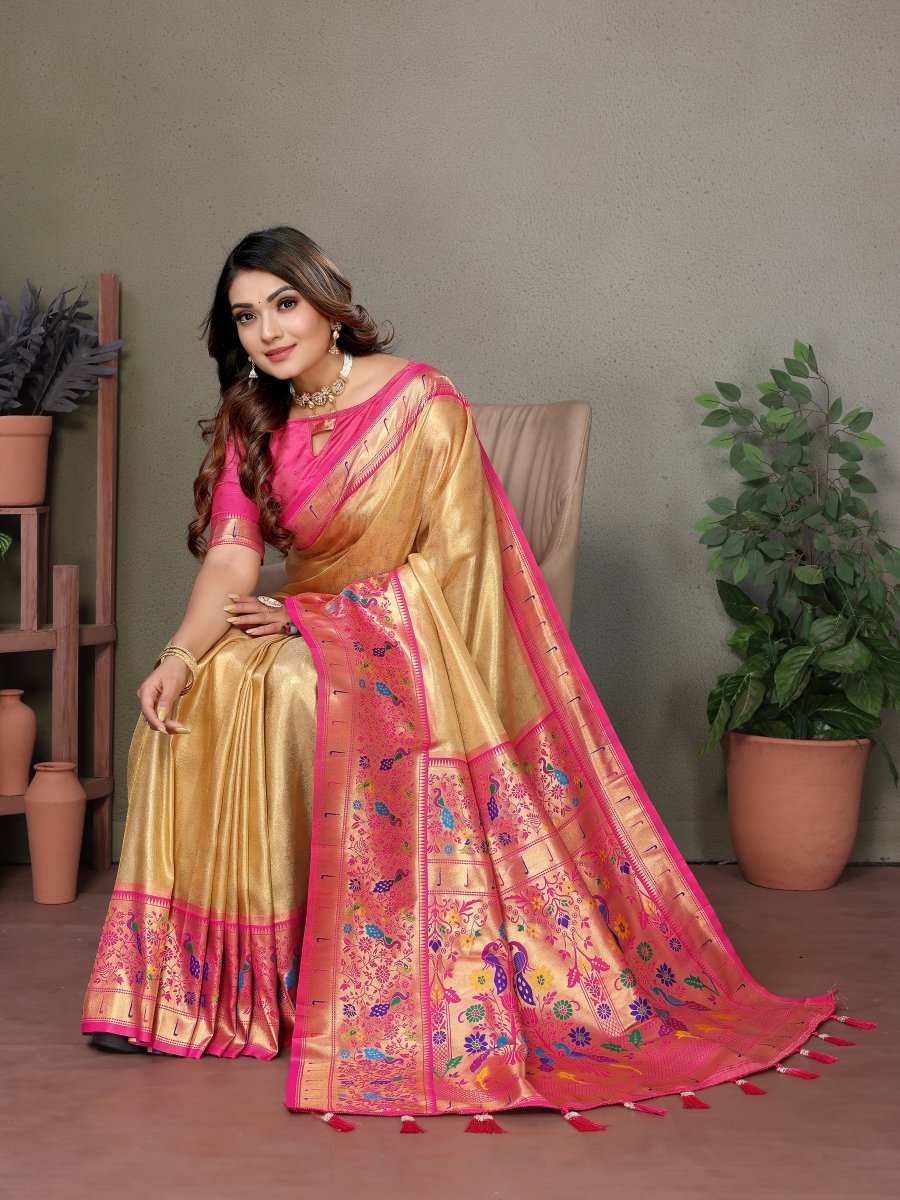 Siitara - Rani Pink Heritage Glow mrudangi silk saree - Siitara