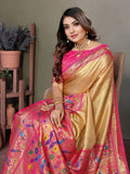 Siitara - Rani Pink Heritage Glow mrudangi silk saree - Siitara