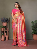 Siitara - Rani pink Heritage Glow mrudangi tissue silk saree - Siitara