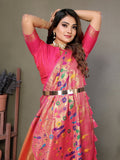 Siitara - Rani pink Heritage Glow mrudangi tissue silk saree - Siitara
