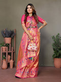 Siitara - Rani pink Heritage Glow mrudangi tissue silk saree - Siitara
