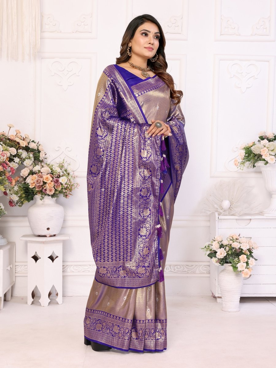 Siitara - Royal purple Eshwari Silk Saree - Siitara