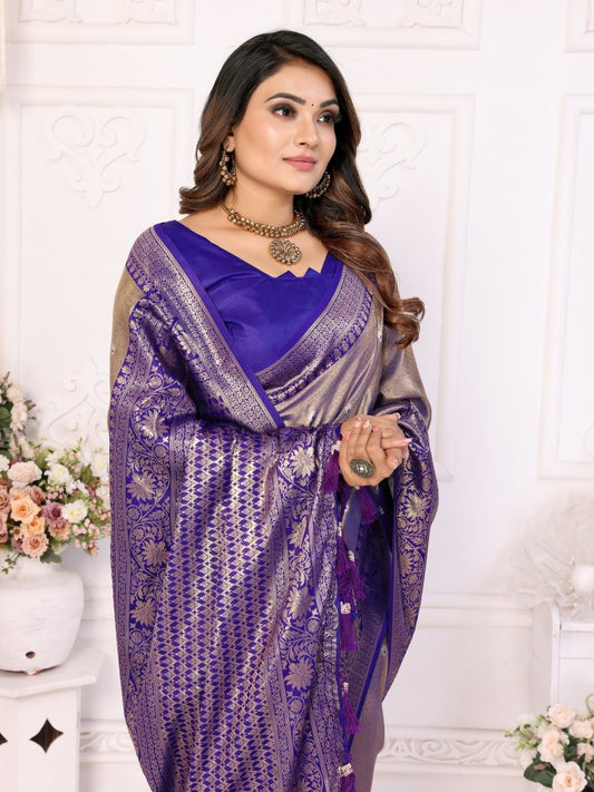 Siitara - Royal purple Eshwari Silk Saree - Siitara