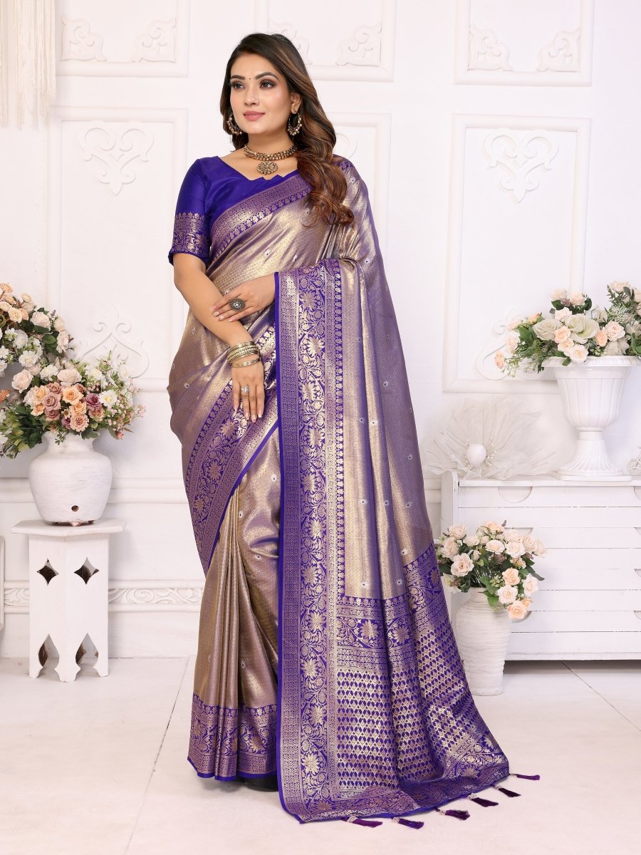 Siitara - Royal purple Eshwari Silk Saree - Siitara