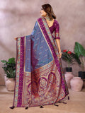 Siitara - Royal Purple & Peacock Blue Banarasi silk saree - Siitara