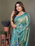 Siitara - Sea Green Paithani Glow mrudangi Silk Saree - Siitara