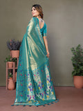 Siitara - Sea Green Paithani Glow mrudangi Silk Saree - Siitara