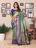 Siitara - Sea Green & Royal Purple Grandeur vantara Banarasi Tissue Silk Saree - Siitara