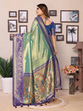 Siitara - Sea Green & Royal Purple Grandeur vantara Banarasi Tissue Silk Saree - Siitara